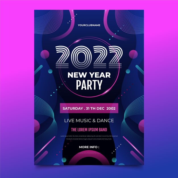 Gradient new year party flyer template