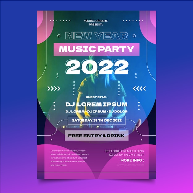 Free vector gradient new year party flyer template