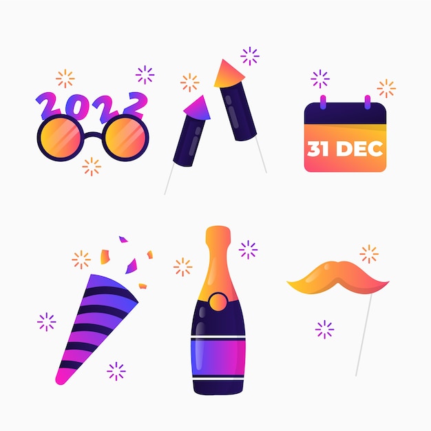 Free vector gradient new year's eve elements collection