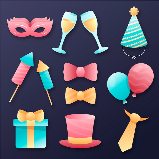 Free vector gradient new year's eve elements collection