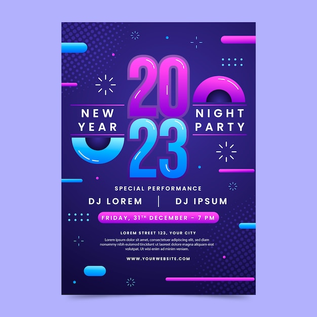 Gradient new year's eve vertical poster template