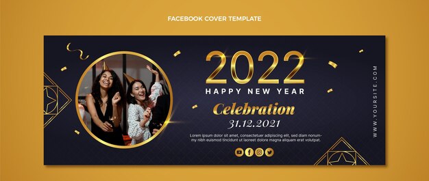 Gradient new year social media cover template