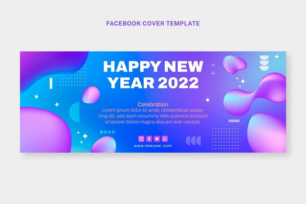 グラデーション新年ソーシャルメディアカバーテンプレート