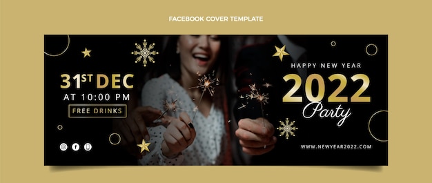 Gradient new year social media cover template