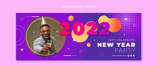 Gradient new year social media cover template