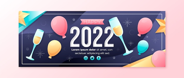 Free vector gradient new year social media cover template