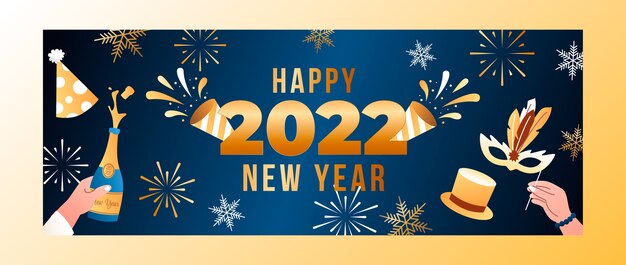 Free vector gradient new year social media cover template