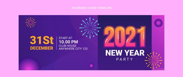 Gradient new year social media cover template