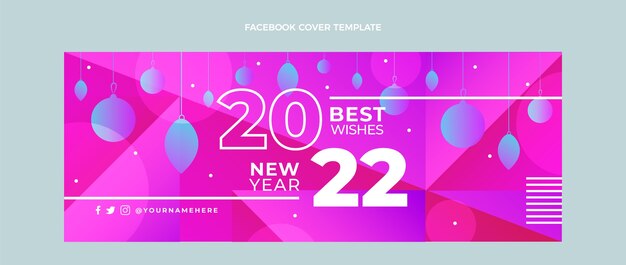 Градиентный новогодний шаблон обложки в социальных сетях