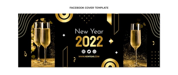 Gradient new year social media cover template