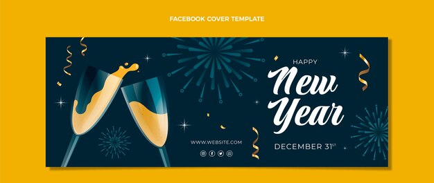 Gradient new year social media cover template