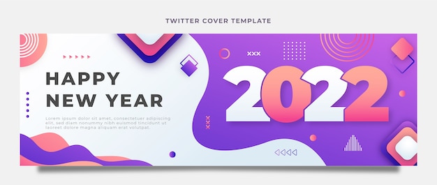 Gradient new year social media cover template