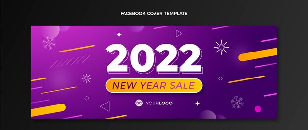 Gradient new year social media cover template