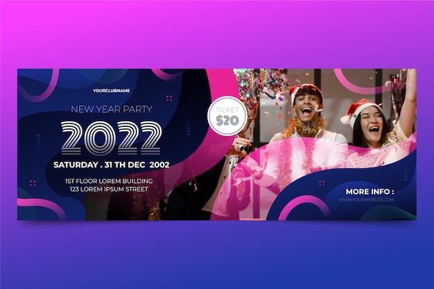 Free vector gradient new year social media cover template