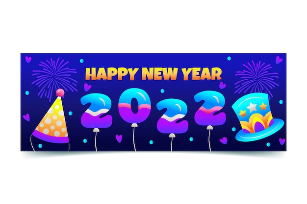 Gradient new year social media cover template