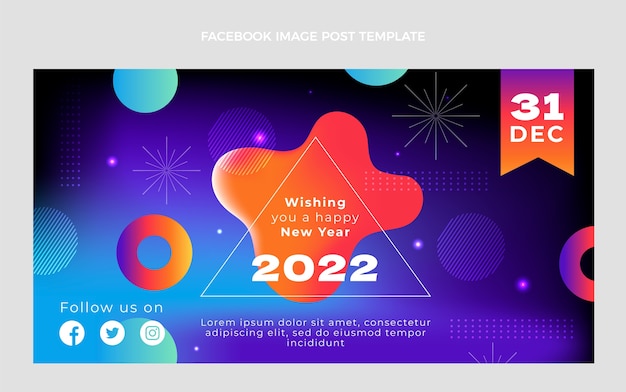 Gradient new year social media post template