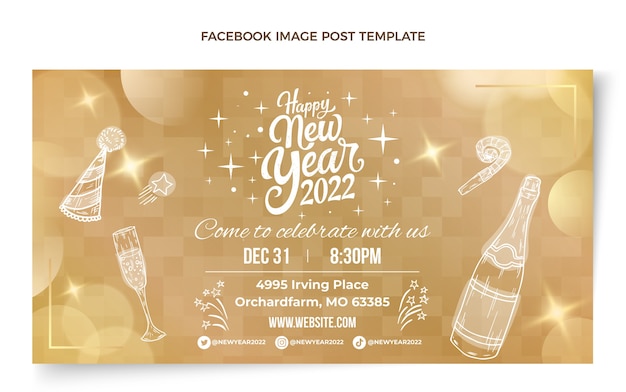 Gradient new year social media post template