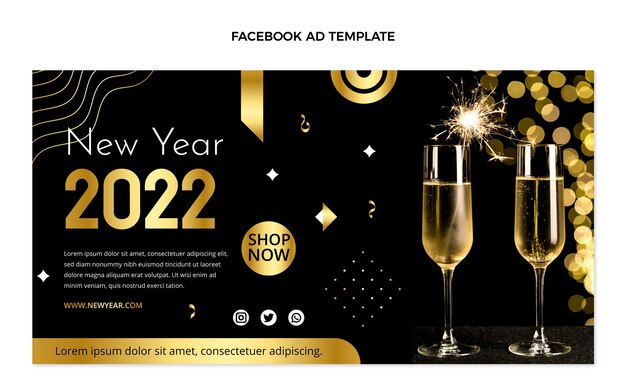Gradient new year social media promo template