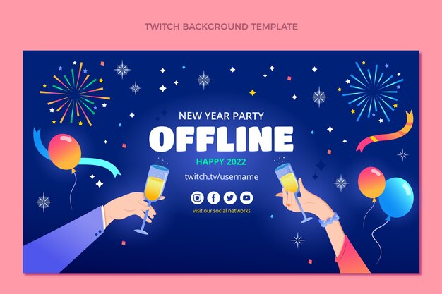 Free vector gradient new year twitch background