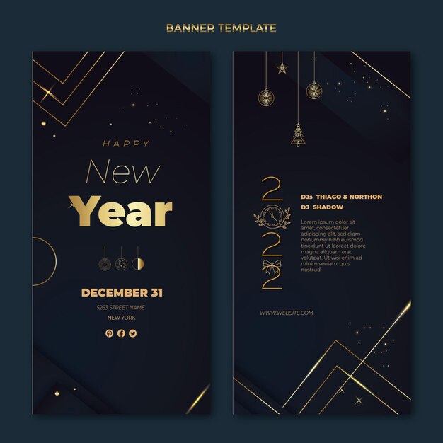 Gradient new year vertical banners set