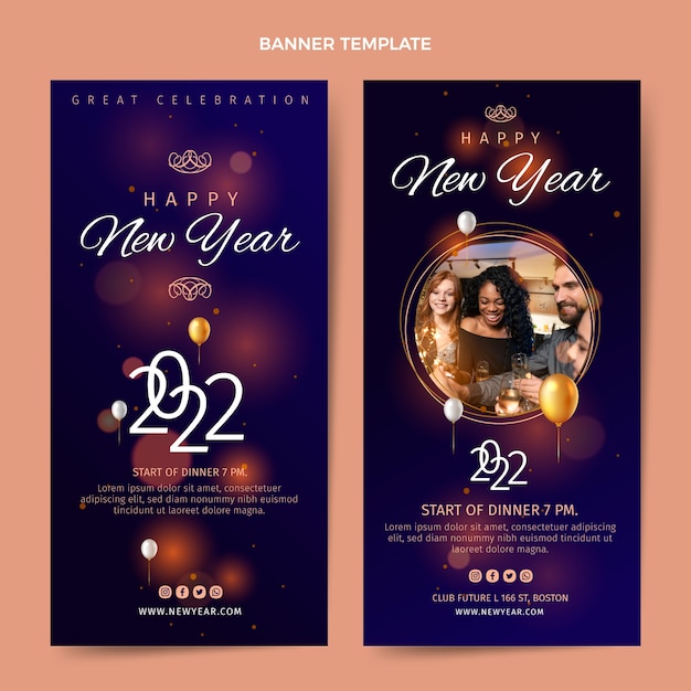Gradient new year vertical banners set
