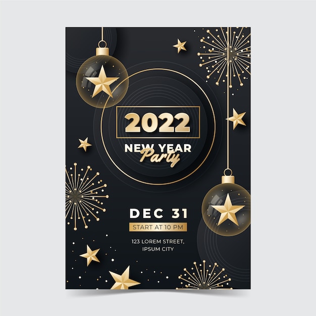 Free vector gradient new year vertical party flyer template