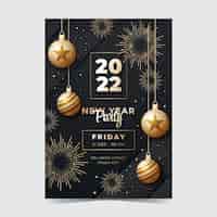 Free vector gradient new year vertical party flyer template