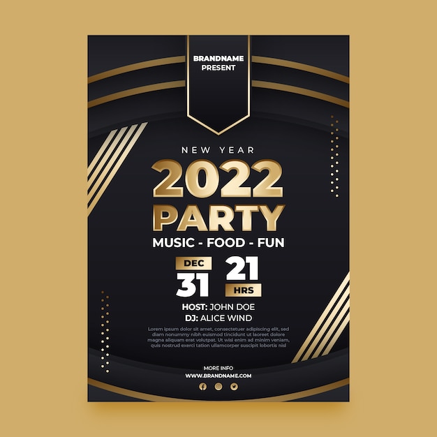 Free vector gradient new year vertical party flyer template
