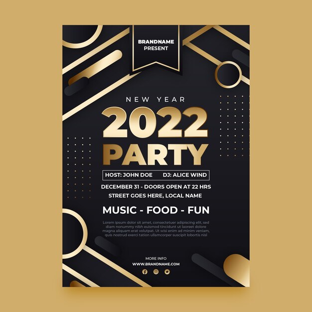 Gradient new year vertical party flyer template