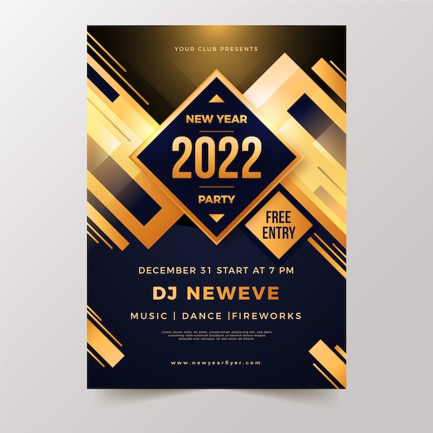 Free vector gradient new year vertical party flyer template