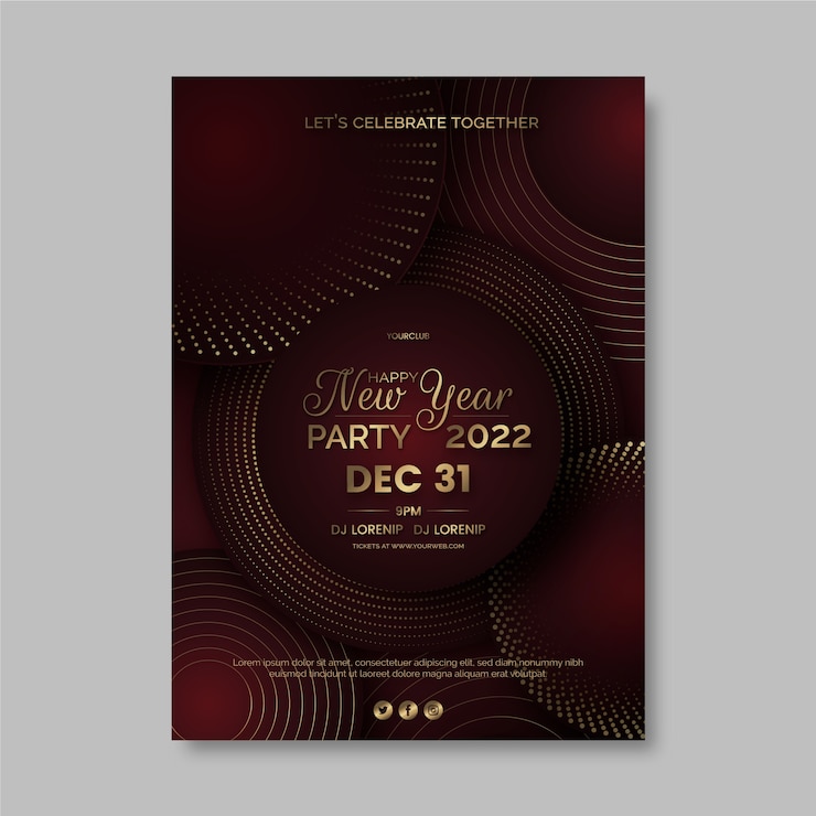 Free Vector gradient new year vertical party flyer template