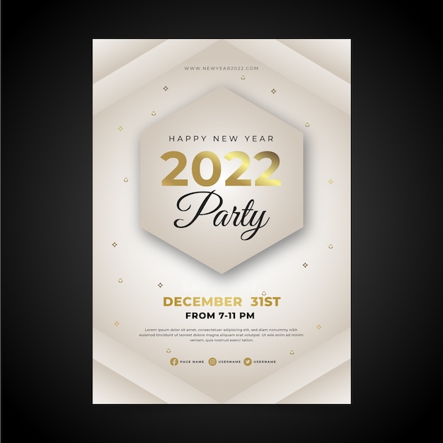 Free vector gradient new year vertical party flyer template