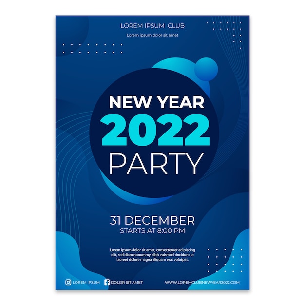 Free vector gradient new year vertical party flyer template