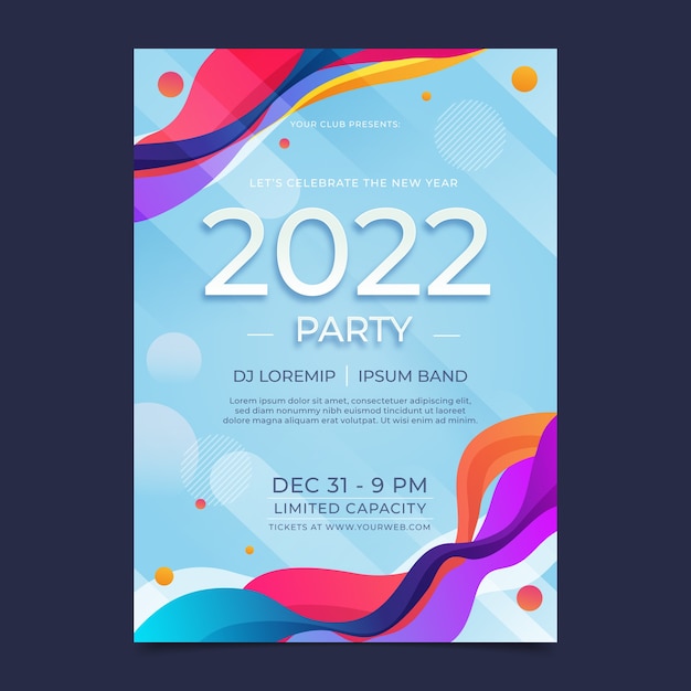 Free vector gradient new year vertical party flyer template