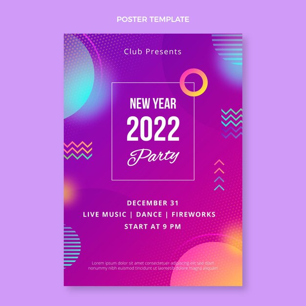 Gradient new year vertical poster template