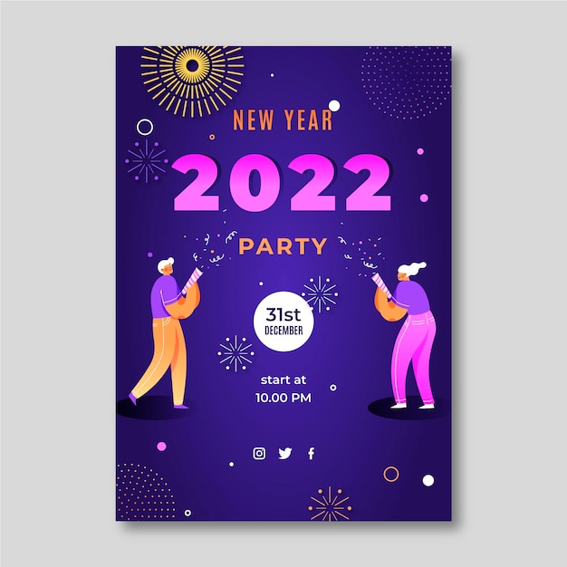 Gradient new year vertical poster template