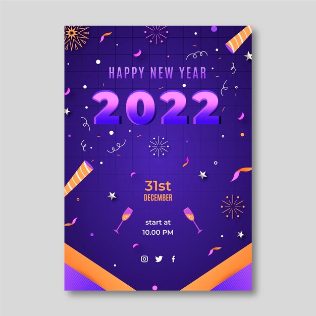 Modello di poster verticale di capodanno sfumato