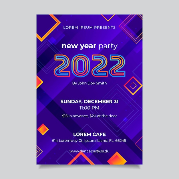 Free vector gradient new year vertical poster template