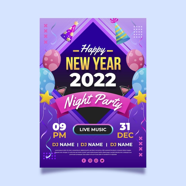 Gradient new year vertical poster template