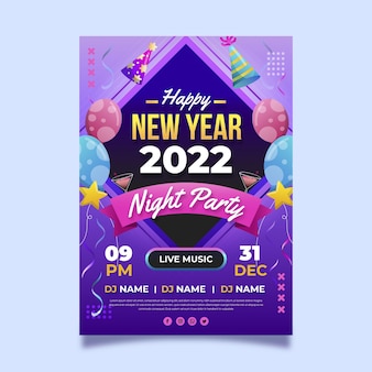 Gradient new year vertical poster template