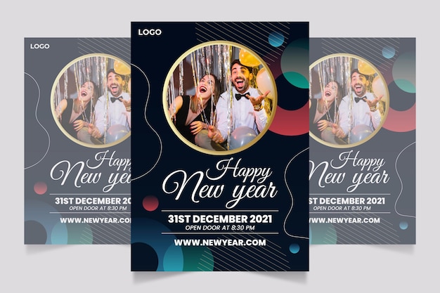 Gradient new year vertical poster template