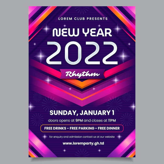 Free vector gradient new year vertical poster template