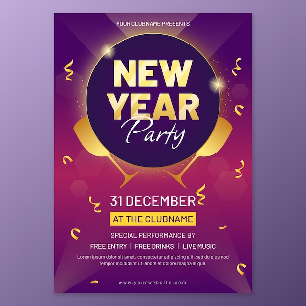 Free vector gradient new year vertical poster template