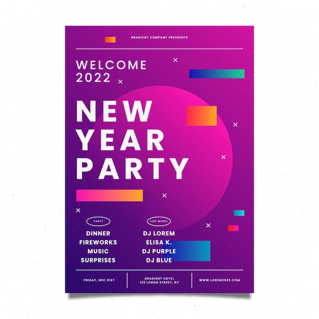 Gradient new year vertical poster template