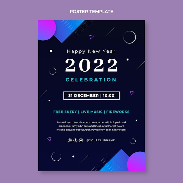 Free vector gradient new year vertical poster template