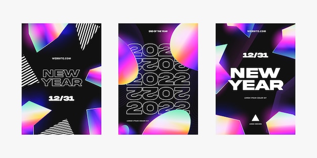 Gradient new year vertical poster template