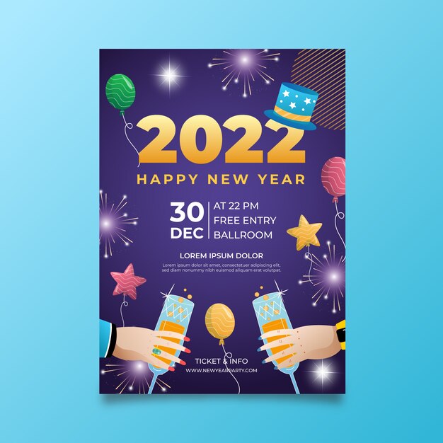 Gradient new year vertical poster template