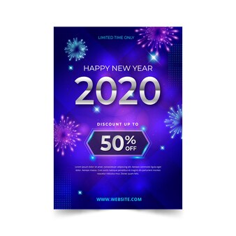 Gradient new year vertical poster template