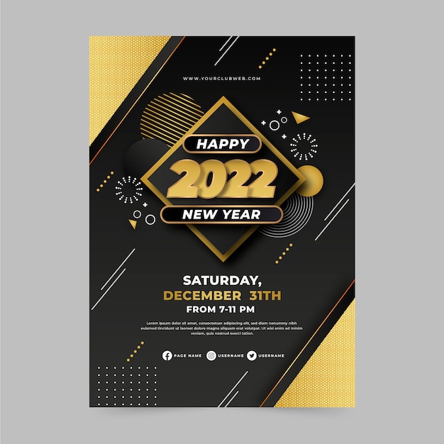 Gradient new year vertical poster template