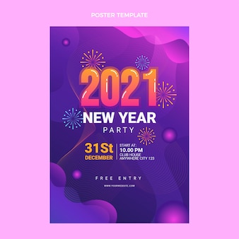 Gradient new year vertical poster template Premium Vector